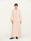 INTO THE EAST 25 Autumn and Winter Pink Lace Drawstring Collar Silk Dress ITE-E1DGAW023PK20DS-FEN Pink